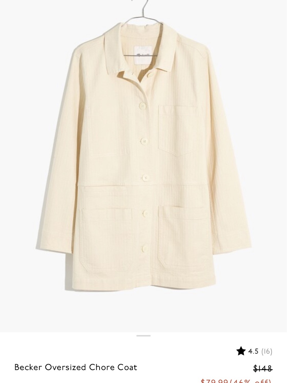Madewell Becker oversized Chore Coat
